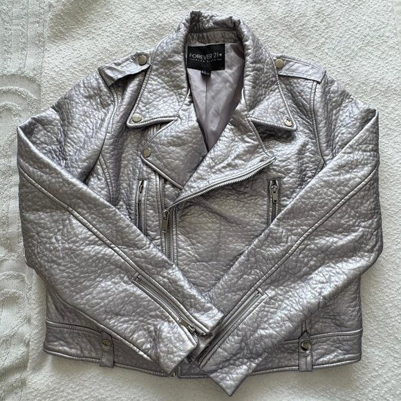 Matte Silver Moto Jacket - Picture 2 of 4